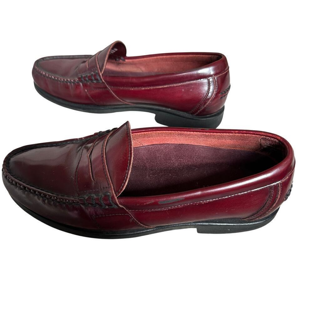 Rockport Size 10 Men Burgundy Brown Leather Preppy Penny Loafer Shoe Career Work - Picture 8 of 10